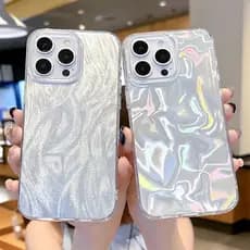 Xiaomi 17 15T 14T 13T Redmi Nota 15 14 13 15C A7 Poco C85 F8 M8 Pro Plus Luxo Laser Prata Gradiente Macio Silicone Caso