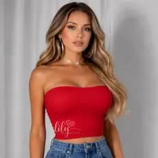 Cropped Feminino Tomara Que Caia ,Faixa Curto, Decote Coração