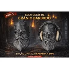 Suporte Headset Gamer Caveira Viking | Holder Fone de Ouvido | Decoração Setup Gamer Geek