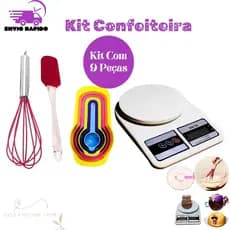 Conjunto Kit Confeitaria Completo 9 Peças Para Bolos Doces Salgado Massas Kit Para Confeiteiro Cozinha (PILHAS INCLUSAS)