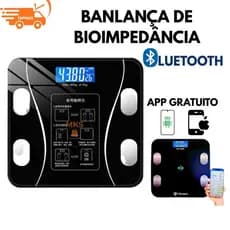 Balança de Bioimpedância Digital Corporal –Balança imc Mede Gordura e Massa, Imc, Tmb Ideal para Fitness, Academia,180kg