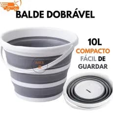 Balde Dobrável 10L Silicone Reforçado Compacto Portátil Multiuso Lavanderia Viagem Camping Fácil de Guardar