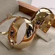 Par Alianças casamento e noivado compromisso 8mm aço inoxidável banhado ouro18k
