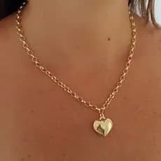 Colar elo Português Feminino com Pingente Coração