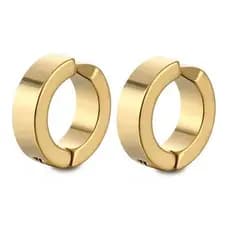 Brinco Masculino Pressão Argola Preta Par Em Aço Bijoux