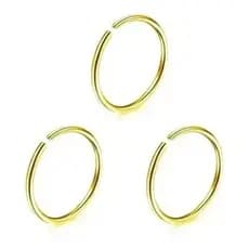 Piercing Nariz Argola Falso Pressão Antialérgico - Kit C/ 3
