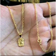 Corrente Masculina Cartier Banhada a ouro18k com Pingente Face de Cristo Pequeno