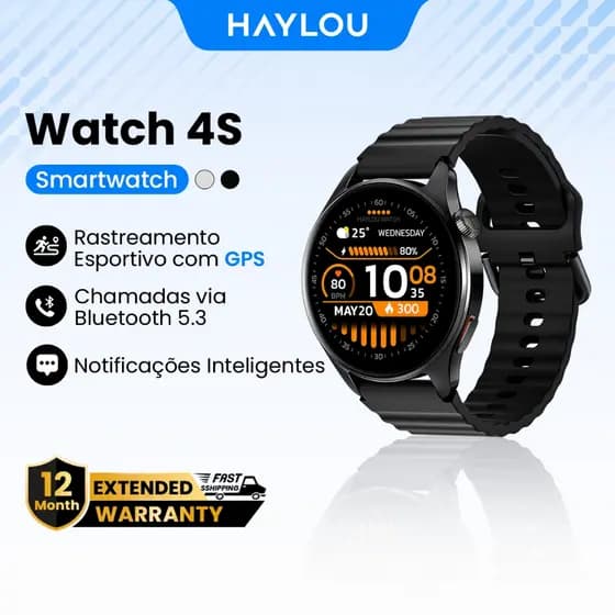 [New] Haylou Watch 4S GPS 1,43"AMOLED SmartWatch 1ATM À Prova D'água Relógio Esportivo 18Dias-Bateria