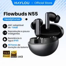 Fones De Ouvido Sem Fio HAYLOU Flowbuds N55 ANC , Bluetooth 6.0 , Modo De Transparência , Reprodução Contínua De 40 H