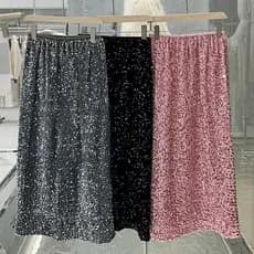 Plus Size Saia De Lantejoulas Primavera Nova High-end Brilhante Cintura Alta Comprimento Médio