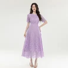 Vestido De Renda Pequeno Elegante De Qualidade Longo Estilo Francês De Alta Para Mulheres