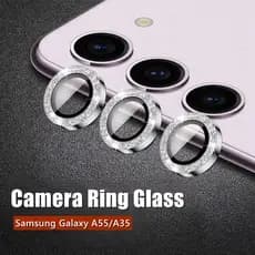 Protetor De Câmera Para Samsung Galaxy A14 A15 A25 A35 A55 5G A05S A05 A24 4G Glitter Diamond Camera Anel De Liga De Met