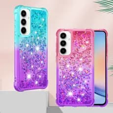 Luxo Líquido Fluido Glitter Estrela Caso Samsung Galaxy A55 A35 A25 A15 A05S A05 A14 A34 A54 5G A24 4G Capa À Prova De C