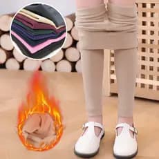 Calça Legging Grossa Infantil Com Forro De Lã Para Inverno 3-12 Anos