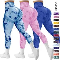High Waist Seamless Smiley Face Tie-Dye Leggings Mulheres Calças De Yoga De Alta Elasticidade GYM Hip Lift Umidade Wicking Secagem Rápida Corrida Bola Estudante Feminina Jovem