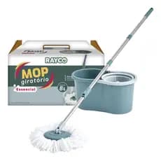 Mop Giratório Rayco com Balde de Aço 8L e Cabo Ajustável