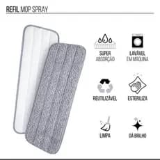 Refil Mop Spray Pano Microfibra Lavável Kian Reutilizável Para Piso Frio Sintético Madeira
