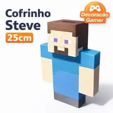 Cofrinho do Steve – Minecraft | Cubo Pixelado | Super Resistente