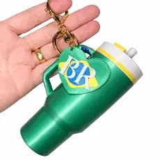 Porta Batom Chaveiro Copinho 12cm | Mini Copo Lip Balm Bolsa Brasil Verde Amarelo Copa 2026