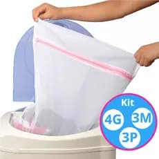 Kit com 10 Sacos para lavar roupas (3P, 3M, 4G) para Lavar Roupa Delicada