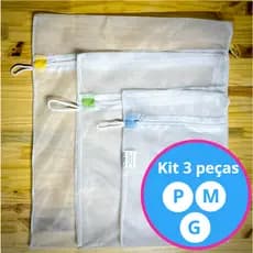 Kit com 3 Sacos para lavar roupas (P, M, G) para Lavar Roupa Delicada