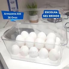Organizador Porta Ovos Acrílico para Geladeira 36 ovos Suporte interno e Tampa