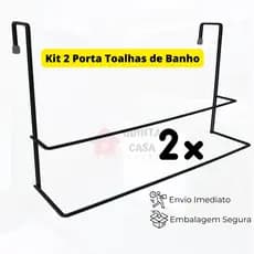 Kit 2 Porta Toalha de Banho Porta Toalha de Box Preto Fosco