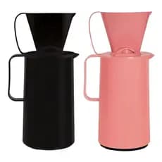 Conjunto Bule Garrafa Térmica Mor Suporte Coador Café Chá Embalagem Presente Preto Rosa