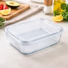Pote de Vidro Retangular com Tampa Hermética 1,5L Marmita Fit Micro-ondas Forno Freezer Mantimentos