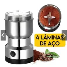 Moedor Multifuncional de Café e Especiarias 110V com Design em Aço Inoxidável 4 Lâminas Moby