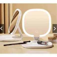 Espelho de mesa retangular para maquiagem com luz de LED 3 modos de cores
