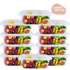 Kit 10 Potes de Plástico Alta Qualidade Organizador Marmita  Bpa Free