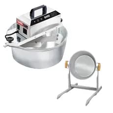 Kit Panela Elétrica Automática de Brigadeiro 10 Litros + Suporte Vira Panela Saro