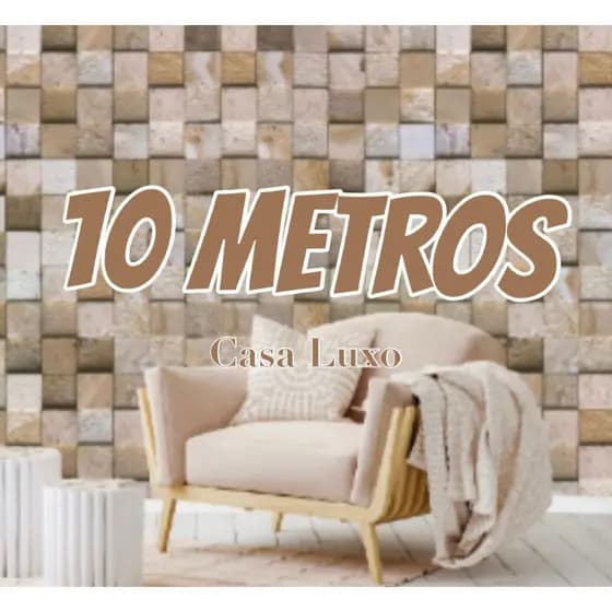 Papel de Parede 3D Cubos Bege 10 METROS x 45CM Adesivo Autocolante