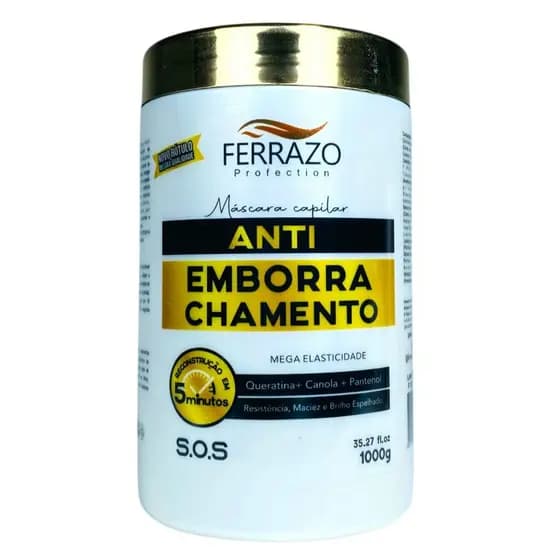 Máscara Anti-Emborrachamento S.O.S Reconstrução em 5 Minutos Nutre e Cauteriza a Fibra Capilar ferrazo