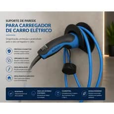 Suporte Organizador Cabo Carregador Veicular Elétrico | Porta Cabo Plug EV Tipo 2 | Suporte Carregador de Carro Elétrico