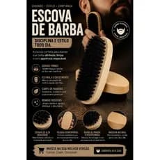 Escova para Barba Premium de Madeira | Cerdas Firmes para Alinhar, Modelar e Limpar a Barba