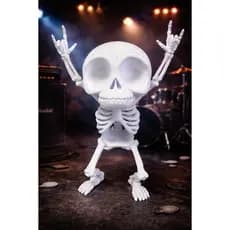 Caveira Rock Decorativa 21cm – Esqueleto Rock n Roll – Boneco Caveira Decorativo 3D – Decoração Gótica Halloween