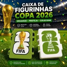 Caixa Porta Figurinhas Copa do Mundo 2026 FIFA | Organizador Panini +200 Figurinhas | Estojo Colecionador com Gaveta