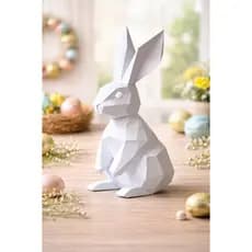 🐰 Coelho Decorativo Low Poly 15cm – Coelho de Páscoa Moderno Geométrico Minimalista