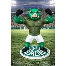 Mascote Palmeiras Decorativo 21cm – Porco Musculoso 3D – Enfeite Colecionável Torcedor – Decoração Futebol