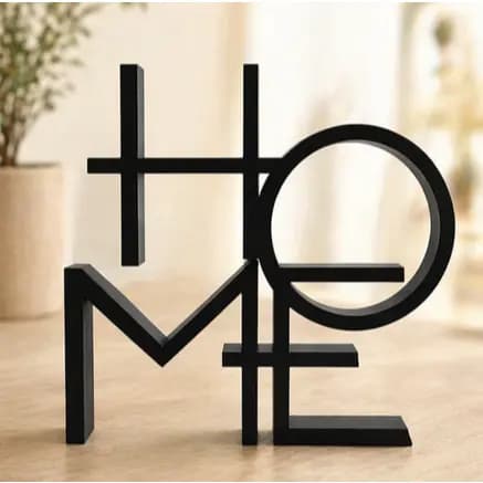 Enfeite Decorativo HOME 3D Preto ou Branco | Decoração Moderna Minimalista | Escultura Letras HOME
