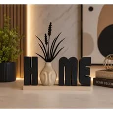 Enfeite Decorativo HOME Moderno com Vaso | Decoração Sala Quarto Aparador | Minimalista Sofisticado | 20cm