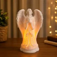 ✨ Anjo Iluminado Decorativo 17cm – Luminária Religiosa com Vela LED ✨