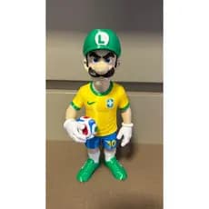 Boneco Luigi Jogador de Futebol Brasileiro 20cm | Decoração Copa do Mundo | Colecionável Futebol