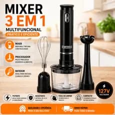 🔥 Mixer 3 em 1 127V Multifuncional Fácil Eficiente Processador Batedor de Alimentos – Envio Rápido