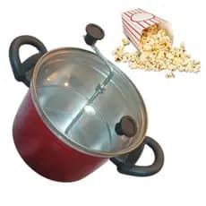 Pipoqueira Individual Tampa de Vidro de Fazer Pipoca com Haste Giratório de 2Litros.