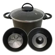 Panela Banho Maria Pudim E Vapor Antiaderente Tampa Vidro