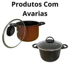 Panela com Avaria Grande Antiaderente 20 Cm Cozinha Tampa De Vidro Top
