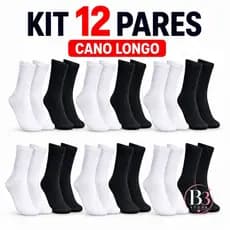 Meia Cano Alto Longo Masculina Kit 12 6 3 Academia Treino